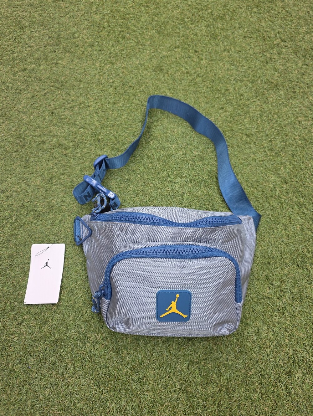 Jordan Gray and Blue Belt Bag with Yellow Jumpman